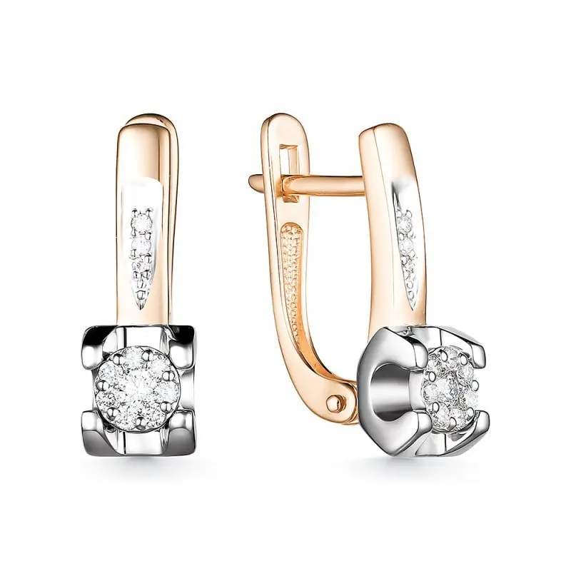 Серьги с английским замком из комбинированного золота