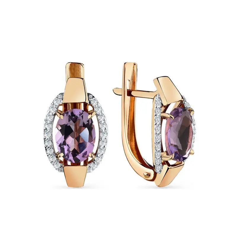 Серьги с английским замком из красного золота