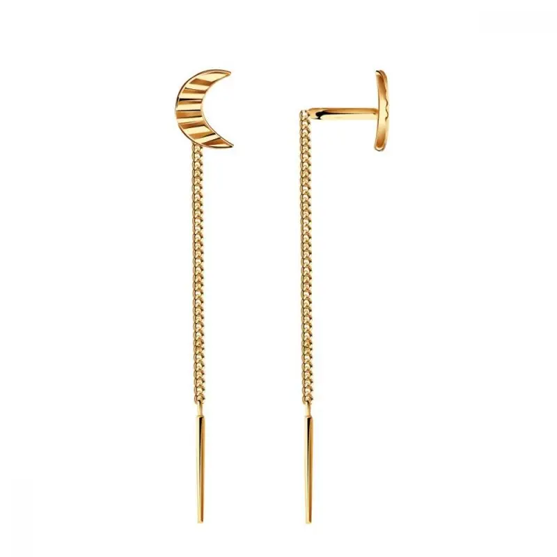 Серьги цепочки из красного золота