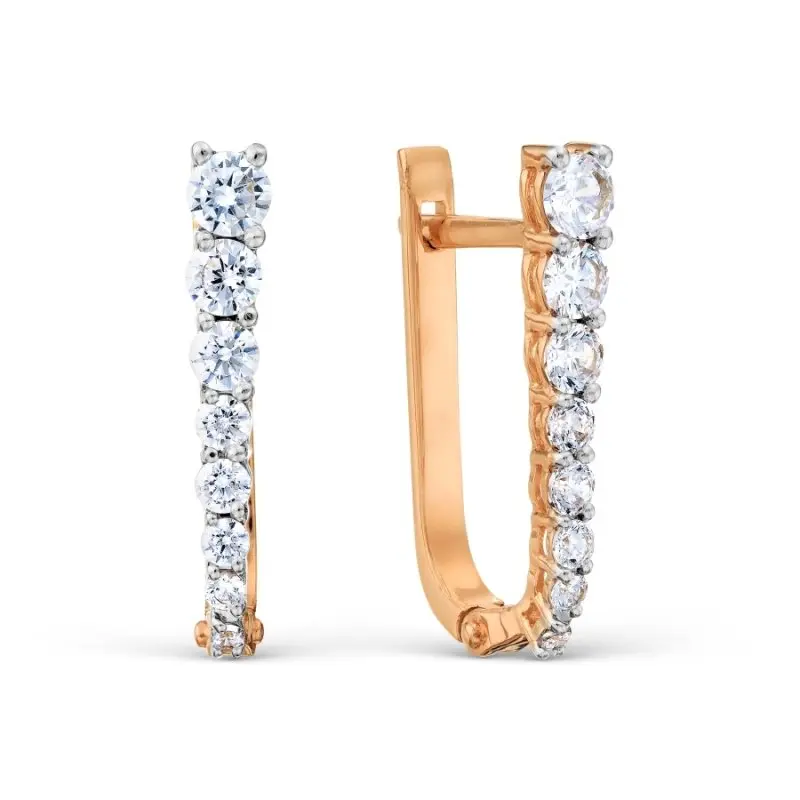 Серьги с английским замком из красного золота