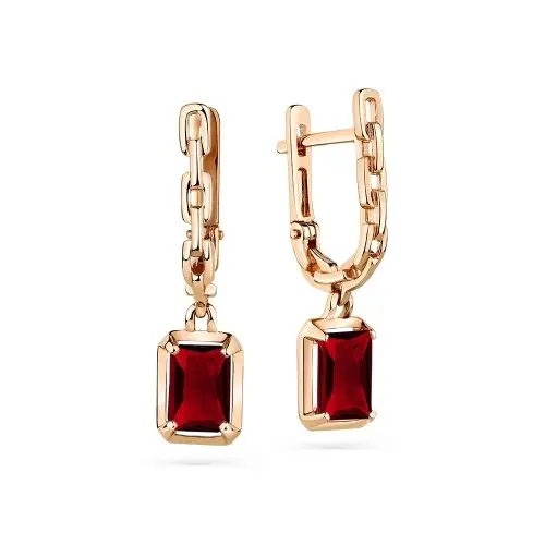 Серьги подвесные из красного золота