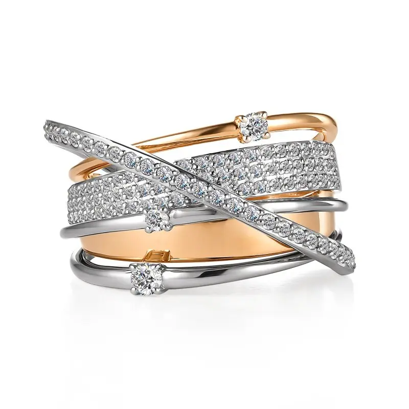 Кольцо декоративное из комбинированного золота