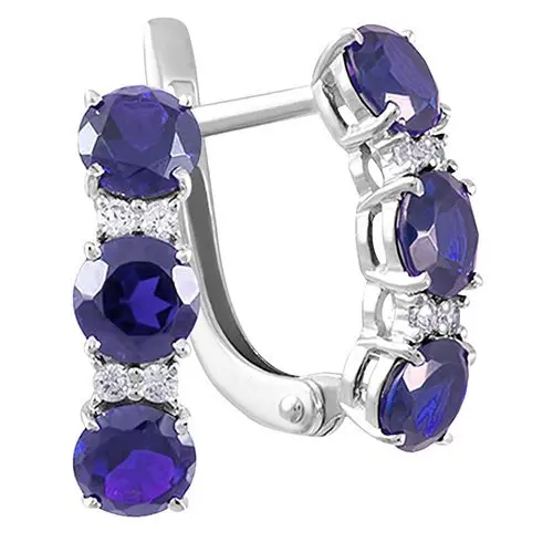 Серьги с английским замком из красного золота с изумрудами