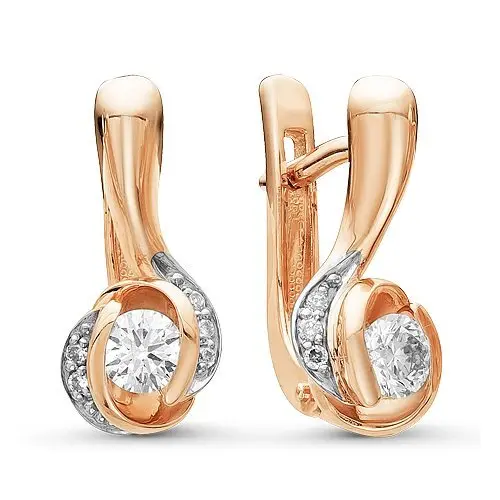 Серьги с английским замком из белого золота с бриллиантами