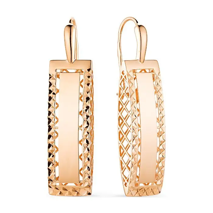 Серьги петельки из красного золота