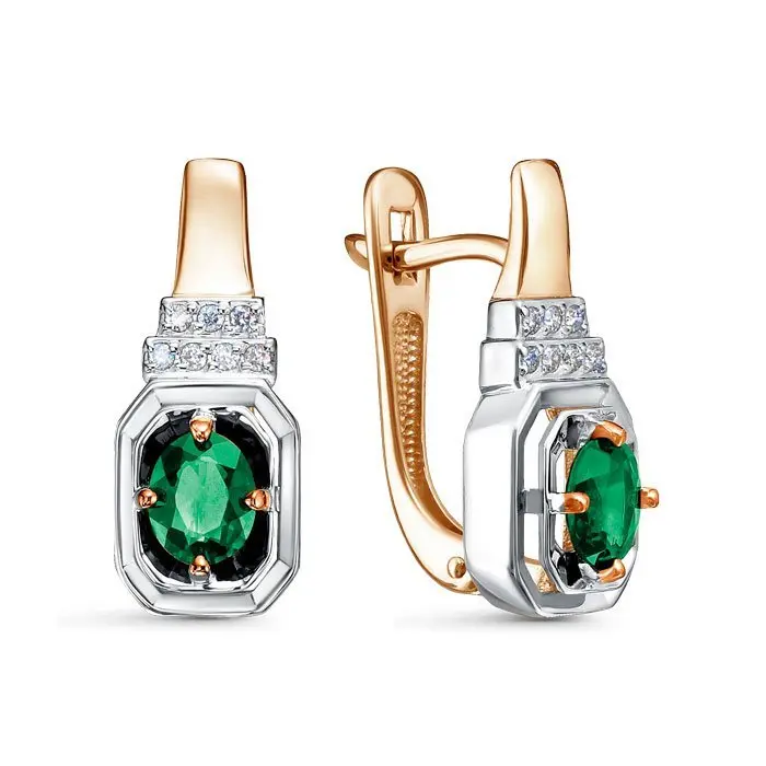 Серьги с английским замком из комбинированного золота