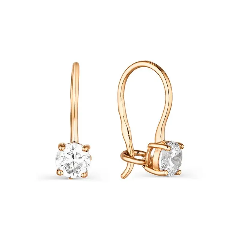 Серьги детские из красного золота