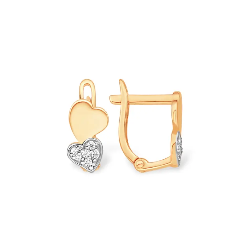Серьги детские из комбинированного золота