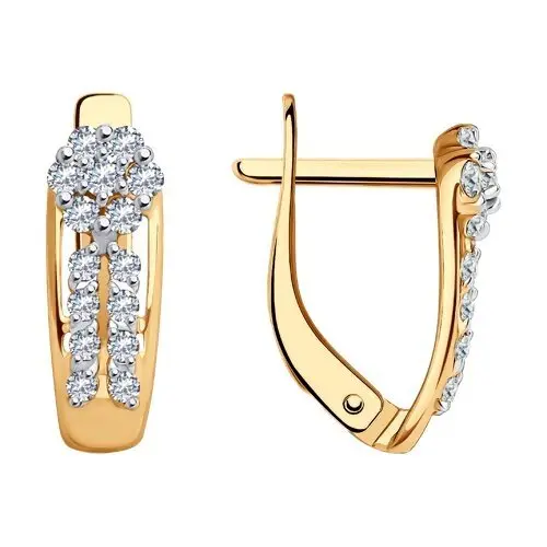 Серьги с английским замком из комбинированного золота