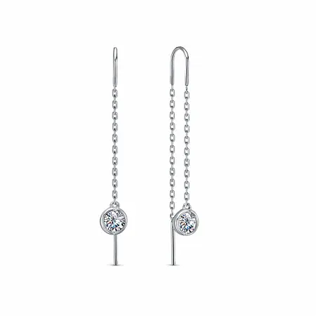 Серьги цепочки из серебра