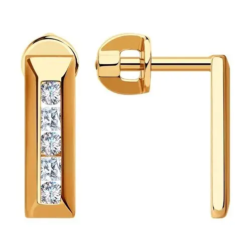 Серьги пуссеты из красного золота