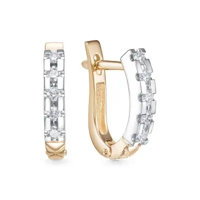 Серьги с английским замком из комбинированного золота