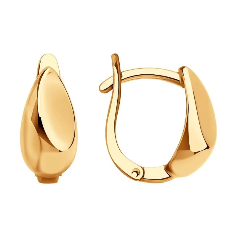 Серьги с английским замком из красного золота