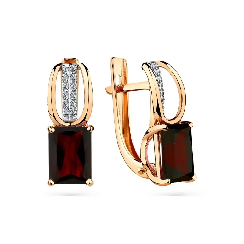 Серьги с английским замком из красного золота