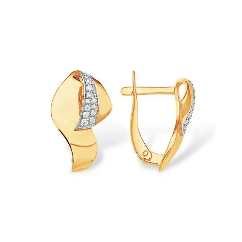 Серьги с английским замком из красного золота