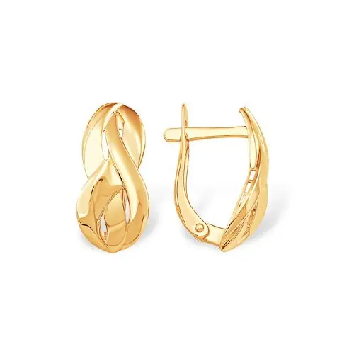 Серьги с английским замком из красного золота