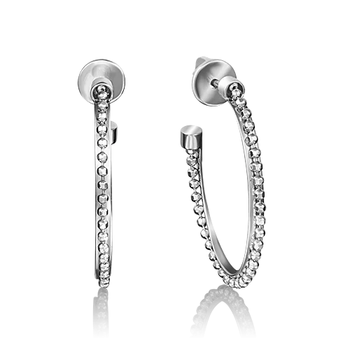 Серьги пуссеты из белого золота