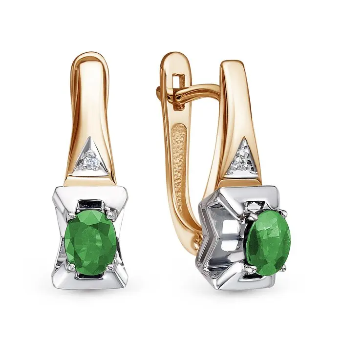 Серьги с английским замком из комбинированного золота