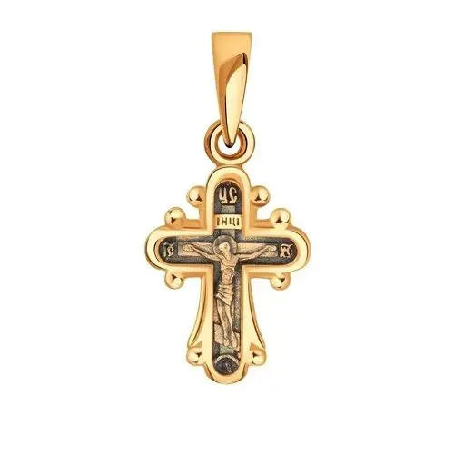 Подвеска крест из комбинированного золота вид 1