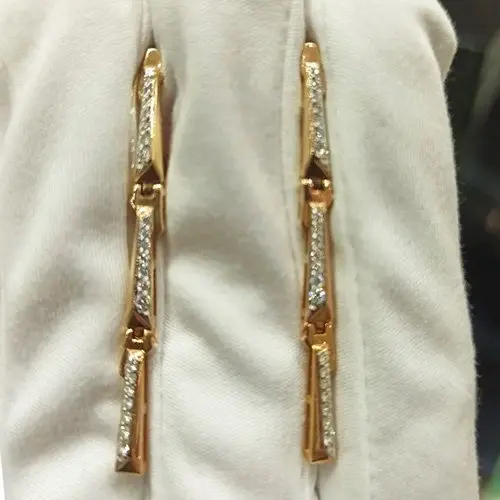 Серьги подвесные из красного золота