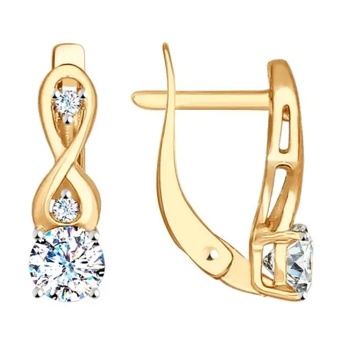 Серьги с английским замком из красного золота