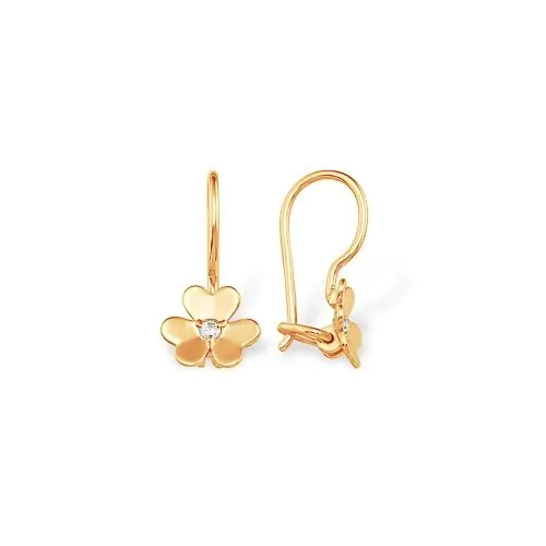 Серьги детские из красного золота