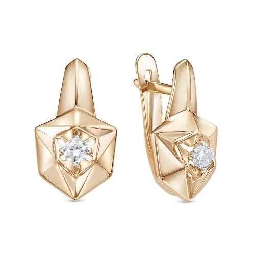 Серьги с английским замком из красного золота