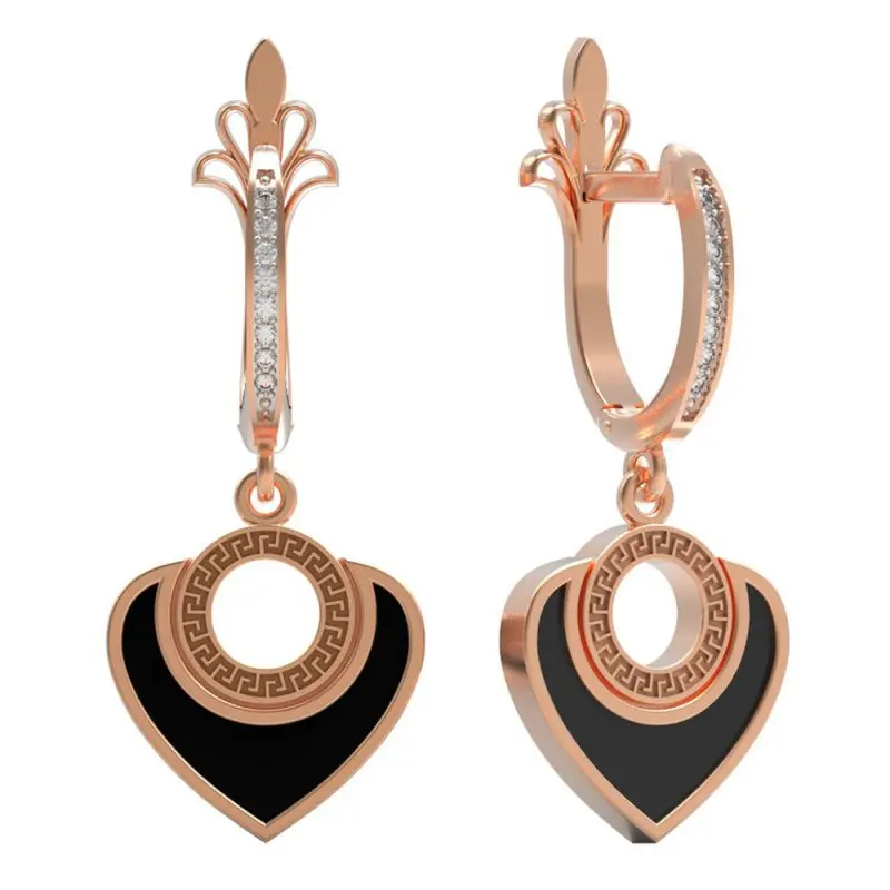 Серьги подвесные из красного золота