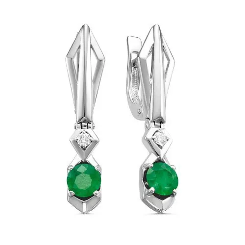 Серьги подвесные из белого золота