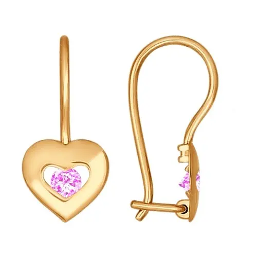 Серьги детские из красного золота