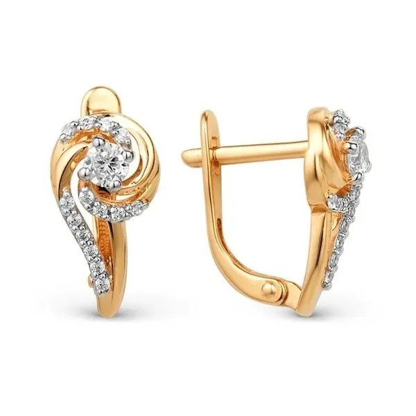 Серьги с английским замком из красного золота