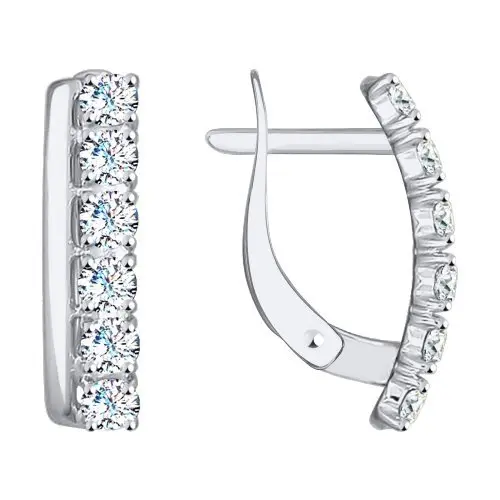 Серьги с английским замком из белого золота