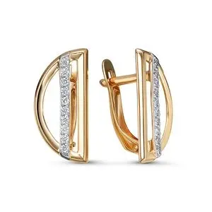 Серьги с английским замком из комбинированного золота