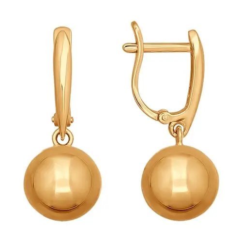 Серьги подвесные из красного золота