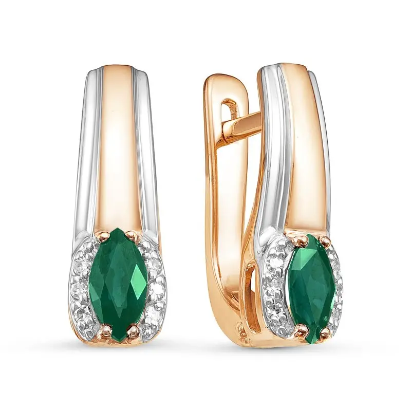 Серьги с английским замком из комбинированного золота