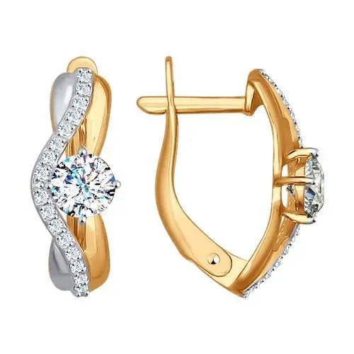 Серьги с английским замком из комбинированного золота