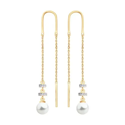 Серьги цепочки из красного золота