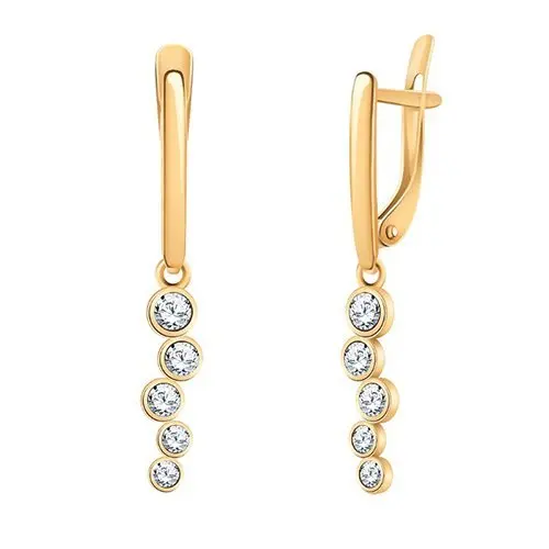 Серьги подвесные из красного золота