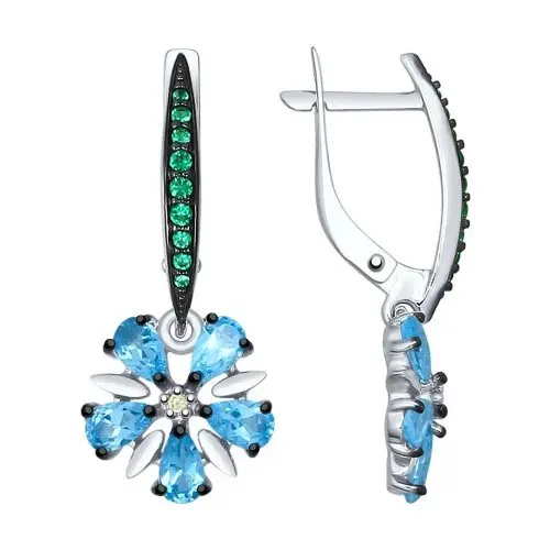 Серьги подвесные из серебра