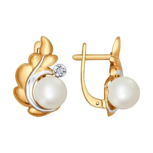 Серьги с английским замком из комбинированного золота