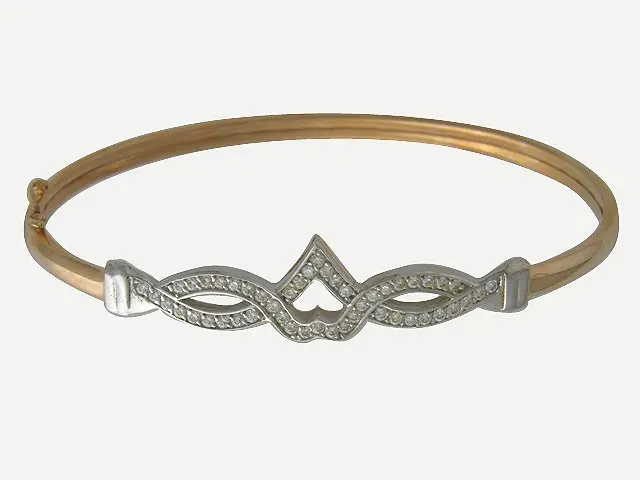 Браслет жесткий из комбинированного золота