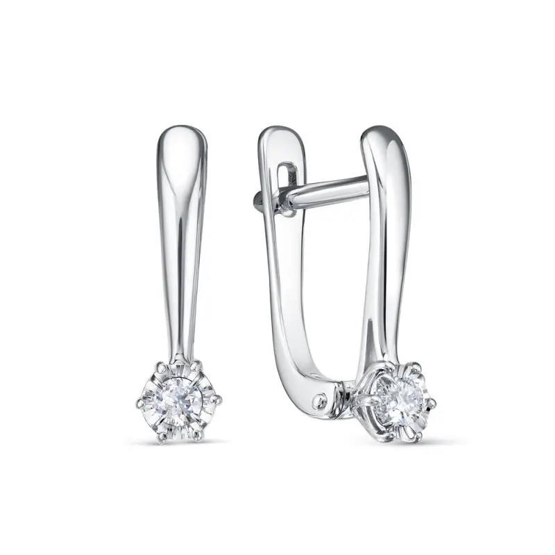 Серьги с английским замком из белого золота