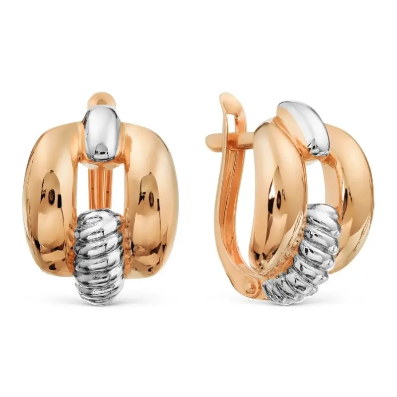 Серьги с английским замком из комбинированного золота