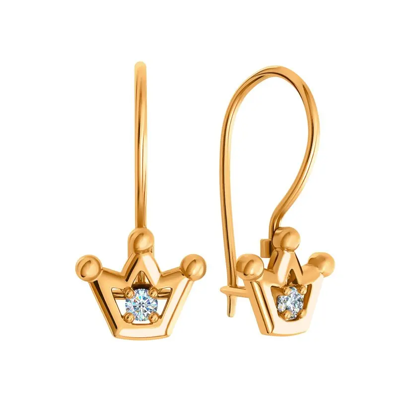 Серьги детские из красного золота