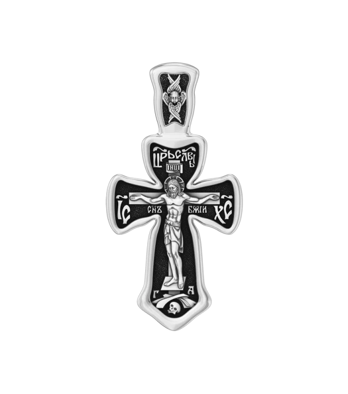 Подвеска крест из черного серебра