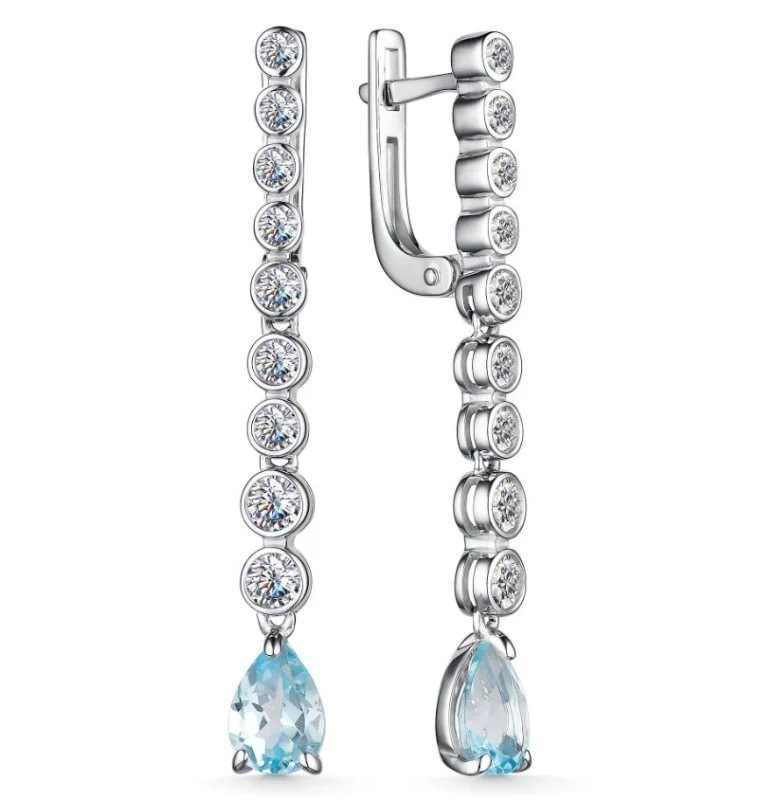 Серьги подвесные из серебра