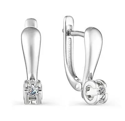 Серьги с английским замком из белого золота