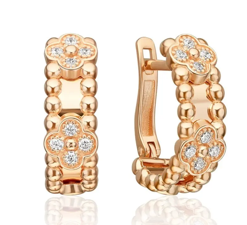 Серьги с английским замком из красного золота