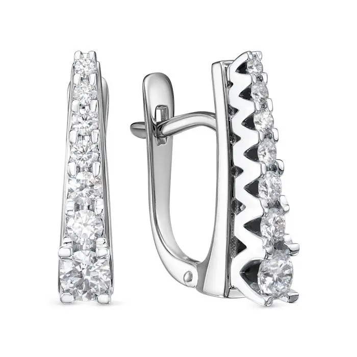 Серьги с английским замком из белого золота