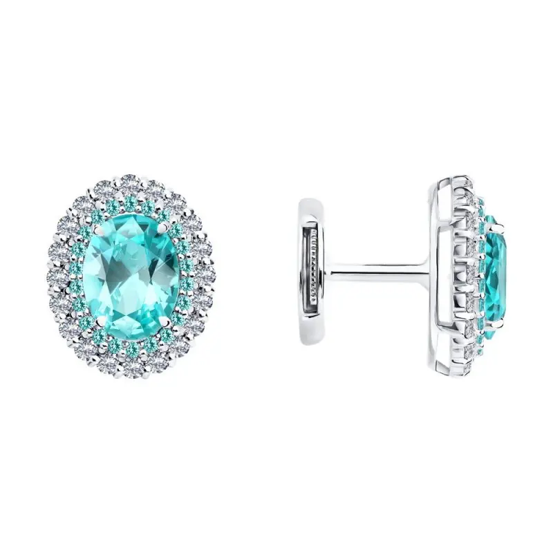 Серьги пуссеты из белого золота